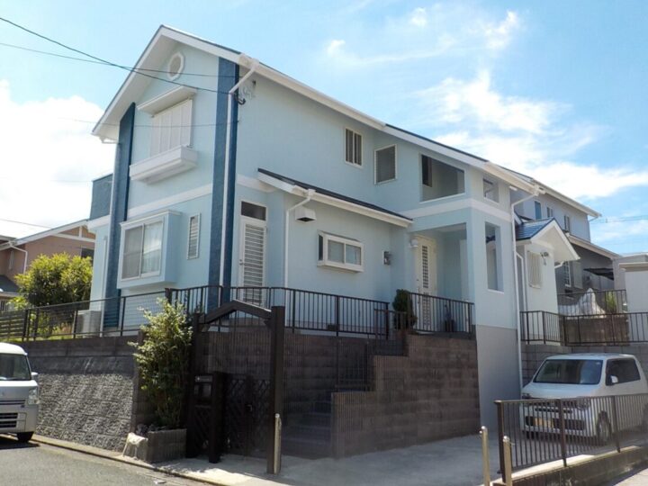 宗像市 T様邸　屋根・外壁塗装工事、付帯工事【白のやわらかさに、爽やかな個性をプラス。】
